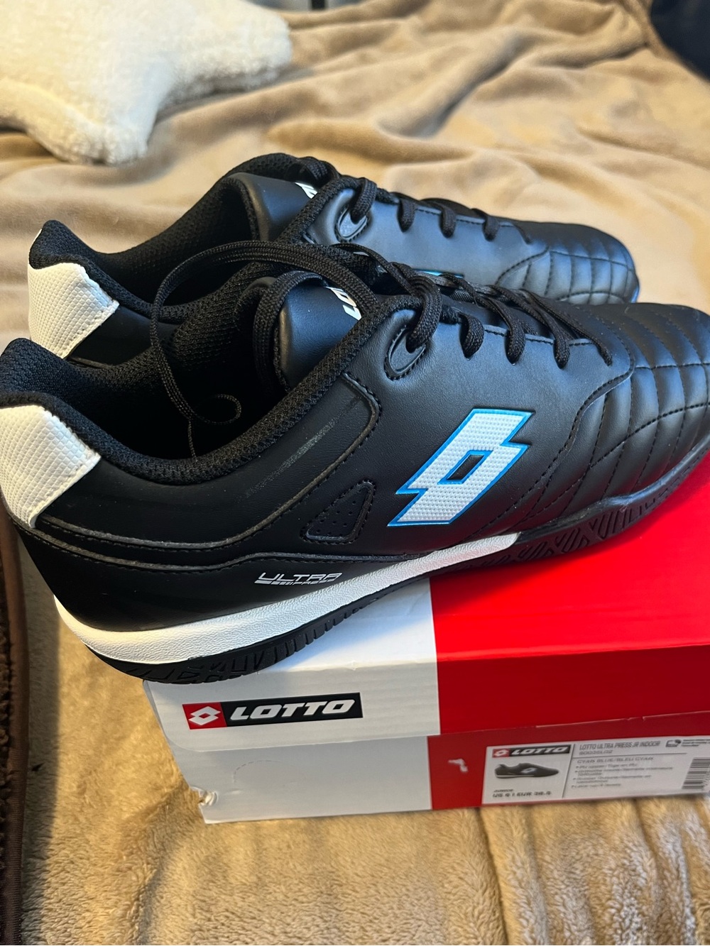 OTTO Black & White Athletic Soccer Shoes with Blue Logo